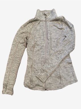 Old Navy Heather Gray Patterned Full-Zip sweater